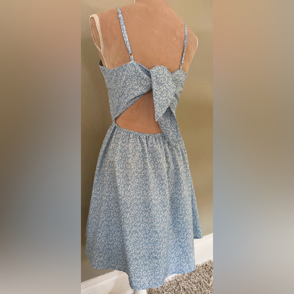 Blue Sleeveless twist knit  Dress - Picture 7 of 11